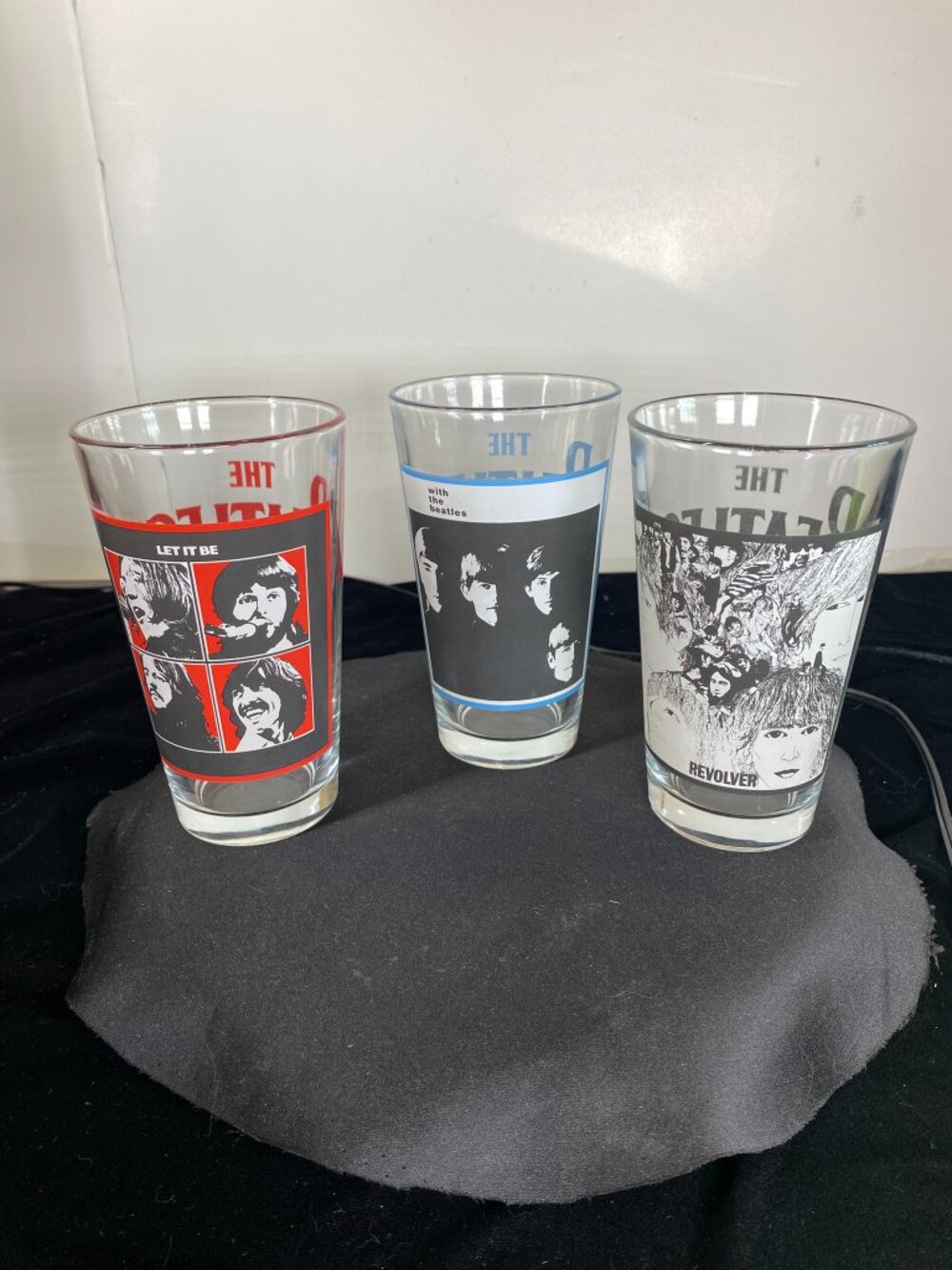 Three Beatles Collectable Drinking Glasses, Sold as  Set